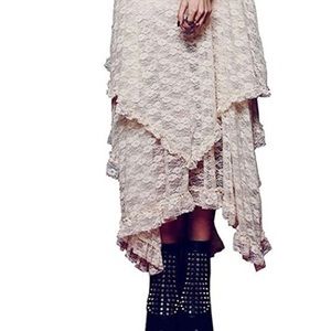 Asymmetrical Layered Lace Long Dress